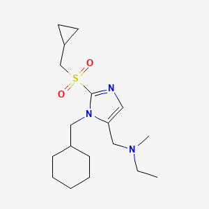 molecular formula C18H31N3O2S B5214438 ({1-(cyclohexylmethyl)-2-[(cyclopropylmethyl)sulfonyl]-1H-imidazol-5-yl}methyl)ethyl(methyl)amine 