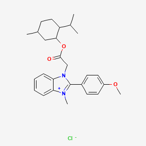 molecular formula C27H35ClN2O3 B5214472 1-{2-[(2-isopropyl-5-methylcyclohexyl)oxy]-2-oxoethyl}-2-(4-methoxyphenyl)-3-methyl-1H-3,1-benzimidazol-3-ium chloride 