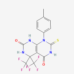 molecular formula C15H10F6N4O2S B5214479 8-(4-methylphenyl)-7-thioxo-4,4-bis(trifluoromethyl)-4,6,7,8-tetrahydropyrimido[4,5-d]pyrimidine-2,5(1H,3H)-dione 