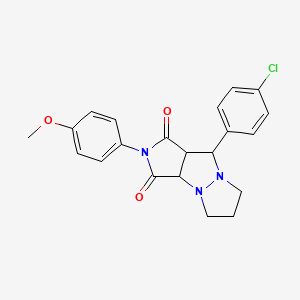 molecular formula C21H20ClN3O3 B5214582 9-(4-chlorophenyl)-2-(4-methoxyphenyl)tetrahydro-5H-pyrazolo[1,2-a]pyrrolo[3,4-c]pyrazole-1,3(2H,3aH)-dione 