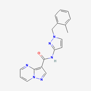 molecular formula C18H16N6O B5214604 N-[1-(2-methylbenzyl)-1H-pyrazol-3-yl]pyrazolo[1,5-a]pyrimidine-3-carboxamide 