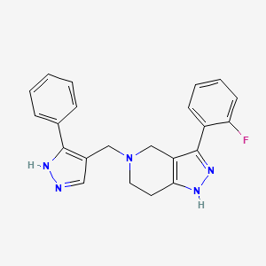 molecular formula C22H20FN5 B5214637 3-(2-fluorophenyl)-5-[(3-phenyl-1H-pyrazol-4-yl)methyl]-4,5,6,7-tetrahydro-1H-pyrazolo[4,3-c]pyridine 