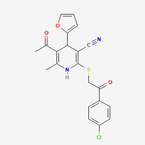 5-acetyl-2-{[2-(4-chlorophenyl)-2-oxoethyl]thio}-4-(2-furyl)-6-methyl-1,4-dihydro-3-pyridinecarbonitrile