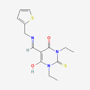molecular formula C14H17N3O2S2 B5214701 1,3-diethyl-5-{[(2-thienylmethyl)amino]methylene}-2-thioxodihydro-4,6(1H,5H)-pyrimidinedione 
