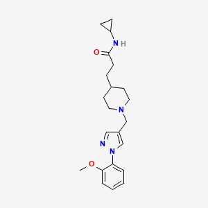 molecular formula C22H30N4O2 B5214740 N-cyclopropyl-3-(1-{[1-(2-methoxyphenyl)-1H-pyrazol-4-yl]methyl}-4-piperidinyl)propanamide 
