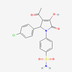molecular formula C18H15ClN2O5S B5214786 4-[3-acetyl-2-(4-chlorophenyl)-4-hydroxy-5-oxo-2,5-dihydro-1H-pyrrol-1-yl]benzenesulfonamide 