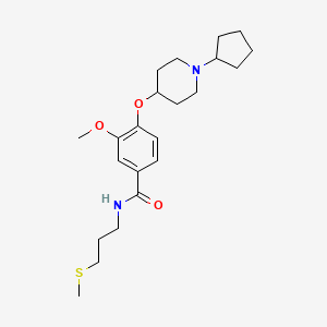 molecular formula C22H34N2O3S B5214895 4-[(1-cyclopentyl-4-piperidinyl)oxy]-3-methoxy-N-[3-(methylthio)propyl]benzamide 