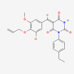 molecular formula C23H21BrN2O5 B5214904 5-[4-(allyloxy)-3-bromo-5-methoxybenzylidene]-1-(4-ethylphenyl)-2,4,6(1H,3H,5H)-pyrimidinetrione 