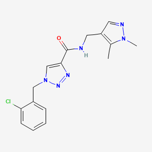 molecular formula C16H17ClN6O B5214973 1-(2-chlorobenzyl)-N-[(1,5-dimethyl-1H-pyrazol-4-yl)methyl]-1H-1,2,3-triazole-4-carboxamide 