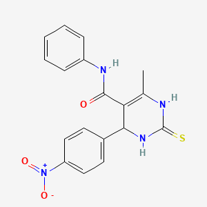 molecular formula C18H16N4O3S B5214985 6-methyl-4-(4-nitrophenyl)-N-phenyl-2-thioxo-1,2,3,4-tetrahydro-5-pyrimidinecarboxamide CAS No. 182170-96-3
