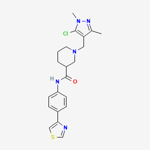 molecular formula C21H24ClN5OS B5215112 1-[(5-chloro-1,3-dimethyl-1H-pyrazol-4-yl)methyl]-N-[4-(1,3-thiazol-4-yl)phenyl]-3-piperidinecarboxamide 