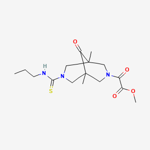 molecular formula C16H25N3O4S B5215145 methyl {1,5-dimethyl-9-oxo-7-[(propylamino)carbonothioyl]-3,7-diazabicyclo[3.3.1]non-3-yl}(oxo)acetate 
