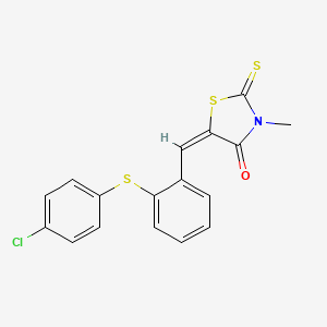 molecular formula C17H12ClNOS3 B5215174 5-{2-[(4-chlorophenyl)thio]benzylidene}-3-methyl-2-thioxo-1,3-thiazolidin-4-one 
