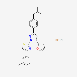 molecular formula C28H30BrN3OS B5215227 4-(3,4-dimethylphenyl)-2-[5-(2-furyl)-3-(4-isobutylphenyl)-4,5-dihydro-1H-pyrazol-1-yl]-1,3-thiazole hydrobromide 