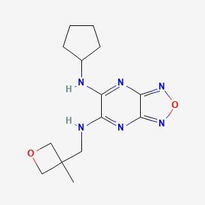 molecular formula C14H20N6O2 B5215266 N-cyclopentyl-N'-[(3-methyl-3-oxetanyl)methyl][1,2,5]oxadiazolo[3,4-b]pyrazine-5,6-diamine 