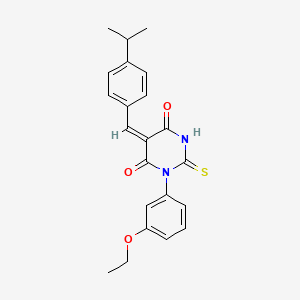 molecular formula C22H22N2O3S B5215293 1-(3-ethoxyphenyl)-5-(4-isopropylbenzylidene)-2-thioxodihydro-4,6(1H,5H)-pyrimidinedione 