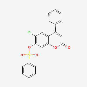 6-chloro-2-oxo-4-phenyl-2H-chromen-7-yl benzenesulfonate