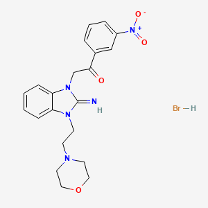 molecular formula C21H24BrN5O4 B5215316 2-{2-imino-3-[2-(4-morpholinyl)ethyl]-2,3-dihydro-1H-benzimidazol-1-yl}-1-(3-nitrophenyl)ethanone hydrobromide 