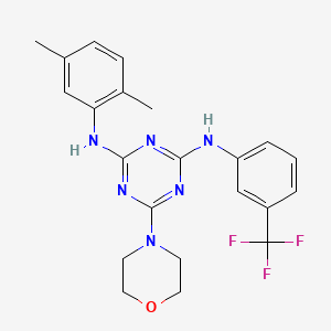 molecular formula C22H23F3N6O B5215339 N-(2,5-dimethylphenyl)-6-(4-morpholinyl)-N'-[3-(trifluoromethyl)phenyl]-1,3,5-triazine-2,4-diamine 