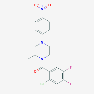 molecular formula C18H16ClF2N3O3 B5215414 1-(2-chloro-4,5-difluorobenzoyl)-2-methyl-4-(4-nitrophenyl)piperazine 