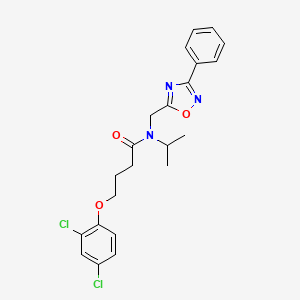 molecular formula C22H23Cl2N3O3 B5215420 4-(2,4-dichlorophenoxy)-N-isopropyl-N-[(3-phenyl-1,2,4-oxadiazol-5-yl)methyl]butanamide 
