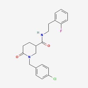 molecular formula C21H22ClFN2O2 B5215452 1-(4-chlorobenzyl)-N-[2-(2-fluorophenyl)ethyl]-6-oxo-3-piperidinecarboxamide 