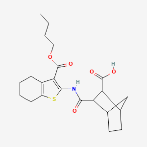 molecular formula C22H29NO5S B5215473 3-({[3-(butoxycarbonyl)-4,5,6,7-tetrahydro-1-benzothien-2-yl]amino}carbonyl)bicyclo[2.2.1]heptane-2-carboxylic acid 