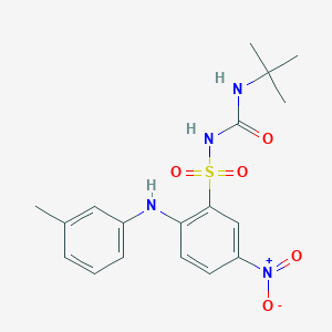 molecular formula C18H22N4O5S B521557 1-Tert-butyl-3-[2-(3-methylanilino)-5-nitrophenyl]sulfonylurea 