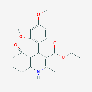 molecular formula C22H27NO5 B5215600 ethyl 4-(2,4-dimethoxyphenyl)-2-ethyl-5-oxo-1,4,5,6,7,8-hexahydro-3-quinolinecarboxylate 