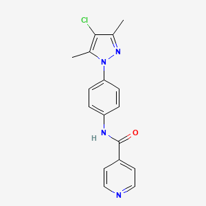 molecular formula C17H15ClN4O B5215637 N-[4-(4-chloro-3,5-dimethyl-1H-pyrazol-1-yl)phenyl]isonicotinamide 