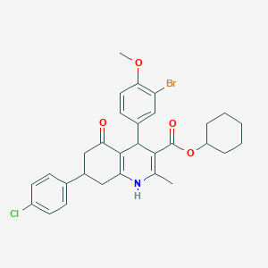 molecular formula C30H31BrClNO4 B5215653 cyclohexyl 4-(3-bromo-4-methoxyphenyl)-7-(4-chlorophenyl)-2-methyl-5-oxo-1,4,5,6,7,8-hexahydro-3-quinolinecarboxylate 