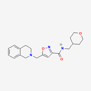 molecular formula C20H25N3O3 B5215657 5-(3,4-dihydro-2(1H)-isoquinolinylmethyl)-N-(tetrahydro-2H-pyran-4-ylmethyl)-3-isoxazolecarboxamide 