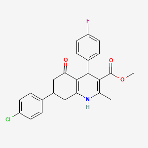 molecular formula C24H21ClFNO3 B5215660 methyl 7-(4-chlorophenyl)-4-(4-fluorophenyl)-2-methyl-5-oxo-1,4,5,6,7,8-hexahydro-3-quinolinecarboxylate 