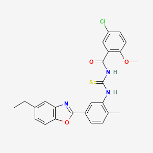 molecular formula C25H22ClN3O3S B5215678 5-chloro-N-({[5-(5-ethyl-1,3-benzoxazol-2-yl)-2-methylphenyl]amino}carbonothioyl)-2-methoxybenzamide 