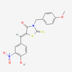 molecular formula C18H14N2O5S2 B5215690 5-(4-hydroxy-3-nitrobenzylidene)-3-(4-methoxybenzyl)-2-thioxo-1,3-thiazolidin-4-one 