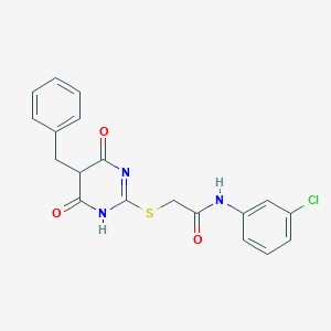 2-[(5-benzyl-4,6-dioxo-1,4,5,6-tetrahydro-2-pyrimidinyl)thio]-N-(3-chlorophenyl)acetamide