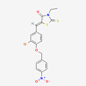 molecular formula C19H15BrN2O4S2 B5215758 5-{3-bromo-4-[(4-nitrobenzyl)oxy]benzylidene}-3-ethyl-2-thioxo-1,3-thiazolidin-4-one 