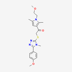 molecular formula C21H26N4O3S B5215761 1-[1-(2-methoxyethyl)-2,5-dimethyl-1H-pyrrol-3-yl]-2-{[5-(4-methoxyphenyl)-4-methyl-4H-1,2,4-triazol-3-yl]thio}ethanone 