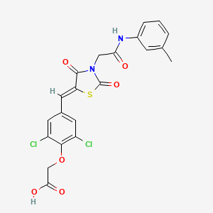 molecular formula C21H16Cl2N2O6S B5215774 {2,6-dichloro-4-[(3-{2-[(3-methylphenyl)amino]-2-oxoethyl}-2,4-dioxo-1,3-thiazolidin-5-ylidene)methyl]phenoxy}acetic acid 