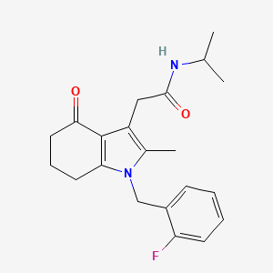 molecular formula C21H25FN2O2 B5215811 2-[1-(2-fluorobenzyl)-2-methyl-4-oxo-4,5,6,7-tetrahydro-1H-indol-3-yl]-N-isopropylacetamide 