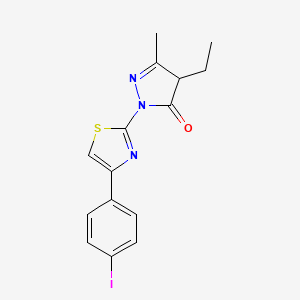 molecular formula C15H14IN3OS B5215815 4-ethyl-2-[4-(4-iodophenyl)-1,3-thiazol-2-yl]-5-methyl-2,4-dihydro-3H-pyrazol-3-one 
