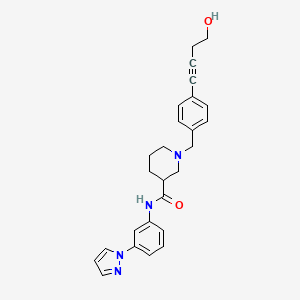 1-[4-(4-hydroxy-1-butyn-1-yl)benzyl]-N-[3-(1H-pyrazol-1-yl)phenyl]-3-piperidinecarboxamide