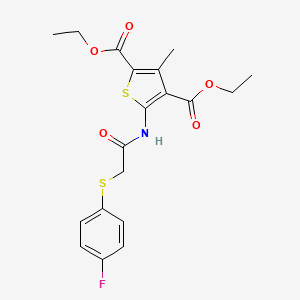 molecular formula C19H20FNO5S2 B5215861 diethyl 5-({[(4-fluorophenyl)thio]acetyl}amino)-3-methyl-2,4-thiophenedicarboxylate 