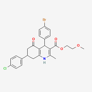 molecular formula C26H25BrClNO4 B5215901 2-methoxyethyl 4-(4-bromophenyl)-7-(4-chlorophenyl)-2-methyl-5-oxo-1,4,5,6,7,8-hexahydro-3-quinolinecarboxylate CAS No. 5712-98-1