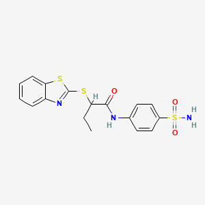 molecular formula C17H17N3O3S3 B5215933 N-[4-(aminosulfonyl)phenyl]-2-(1,3-benzothiazol-2-ylthio)butanamide 