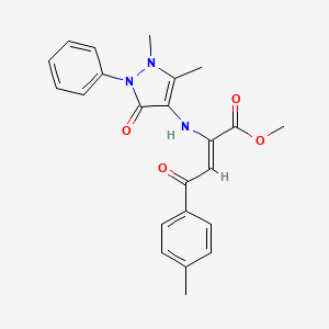 molecular formula C23H23N3O4 B5215956 methyl 2-[(1,5-dimethyl-3-oxo-2-phenyl-2,3-dihydro-1H-pyrazol-4-yl)amino]-4-(4-methylphenyl)-4-oxo-2-butenoate 