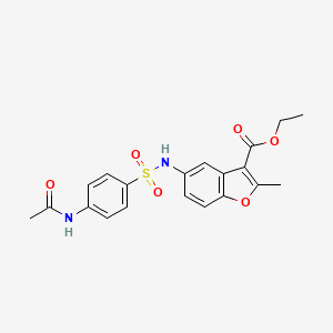 molecular formula C20H20N2O6S B5215964 ethyl 5-({[4-(acetylamino)phenyl]sulfonyl}amino)-2-methyl-1-benzofuran-3-carboxylate 