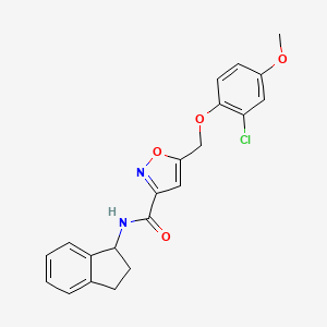 molecular formula C21H19ClN2O4 B5215968 5-[(2-chloro-4-methoxyphenoxy)methyl]-N-(2,3-dihydro-1H-inden-1-yl)-3-isoxazolecarboxamide 