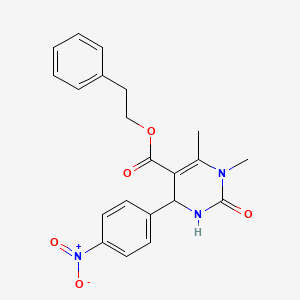 molecular formula C21H21N3O5 B5215971 2-phenylethyl 1,6-dimethyl-4-(4-nitrophenyl)-2-oxo-1,2,3,4-tetrahydro-5-pyrimidinecarboxylate 