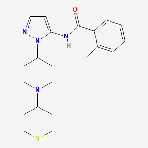 molecular formula C21H28N4OS B5215982 2-methyl-N-{1-[1-(tetrahydro-2H-thiopyran-4-yl)-4-piperidinyl]-1H-pyrazol-5-yl}benzamide 
